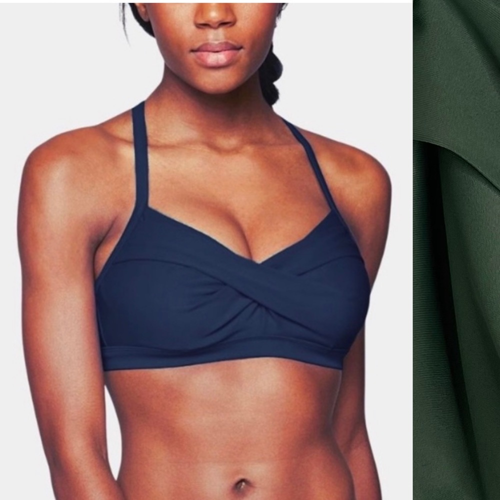 ATHLETA Twister Underwire Bikini Top Size 36 B/C Army Green Comfort Outdoor